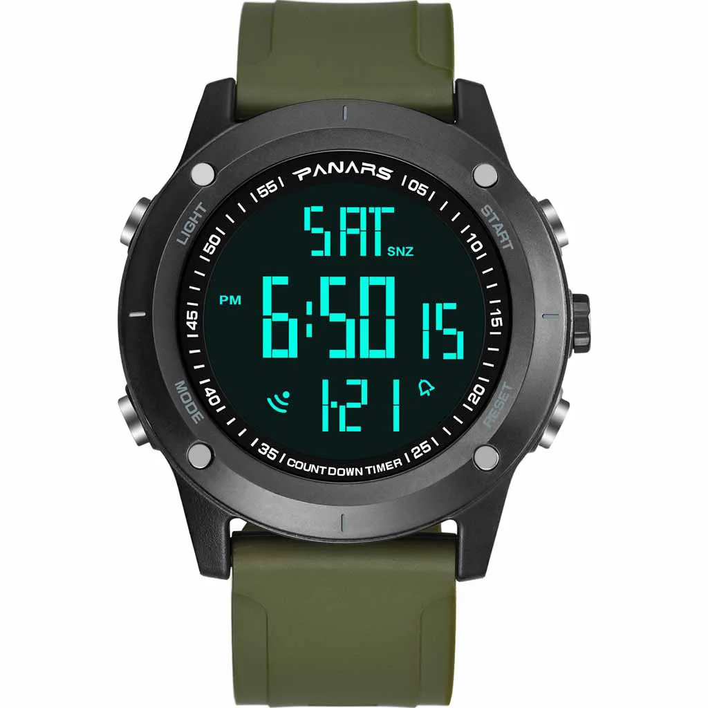 

PANARS Fashion Sport Men Watch Functional Sports Waterproof Date Display Silicone Luminous Buckle Alarm Men's Electronic Watches