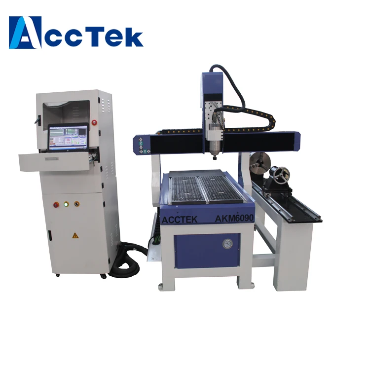 ACCTEK 4 оси роторная резьба по дереву cnc маршрутизатор 3d 6090 для продажи|Фрезы дереву|
