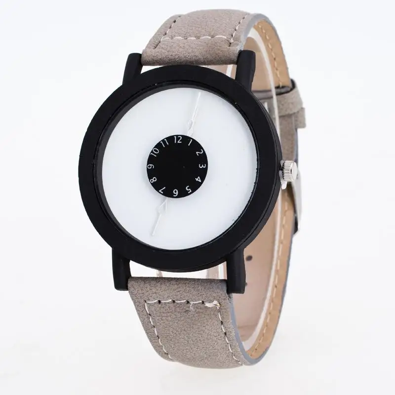 Новые модные креативные женские часы Мужские кварцевые часы бренд Уникальный циферблат дизайн пары часы кожаные Наручные часы Часы Подарки - Цвет: khaki white