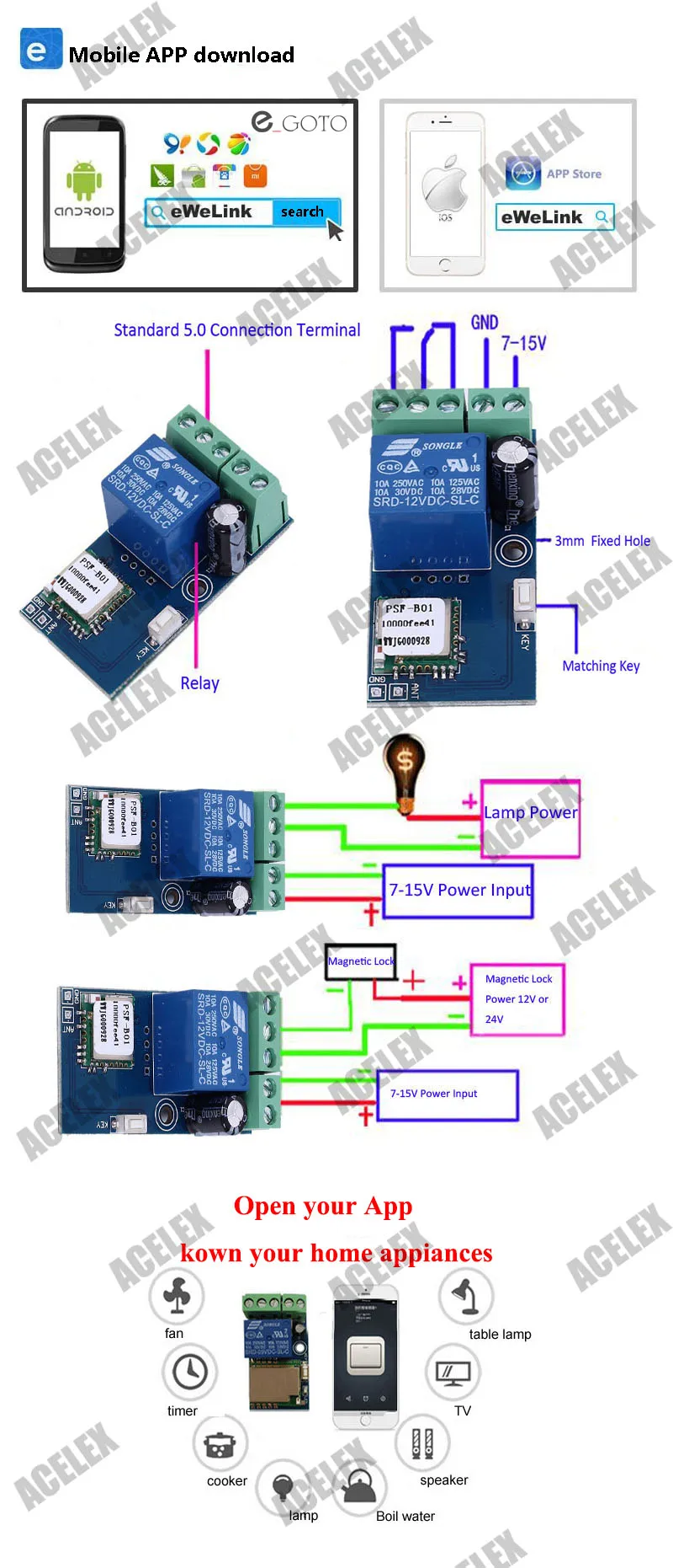 DC 12V Wireless Wifi Relay Switch Module Mobile Phone Remote Control Timer Self-Lock Low Power For Android IOS Smart Home7