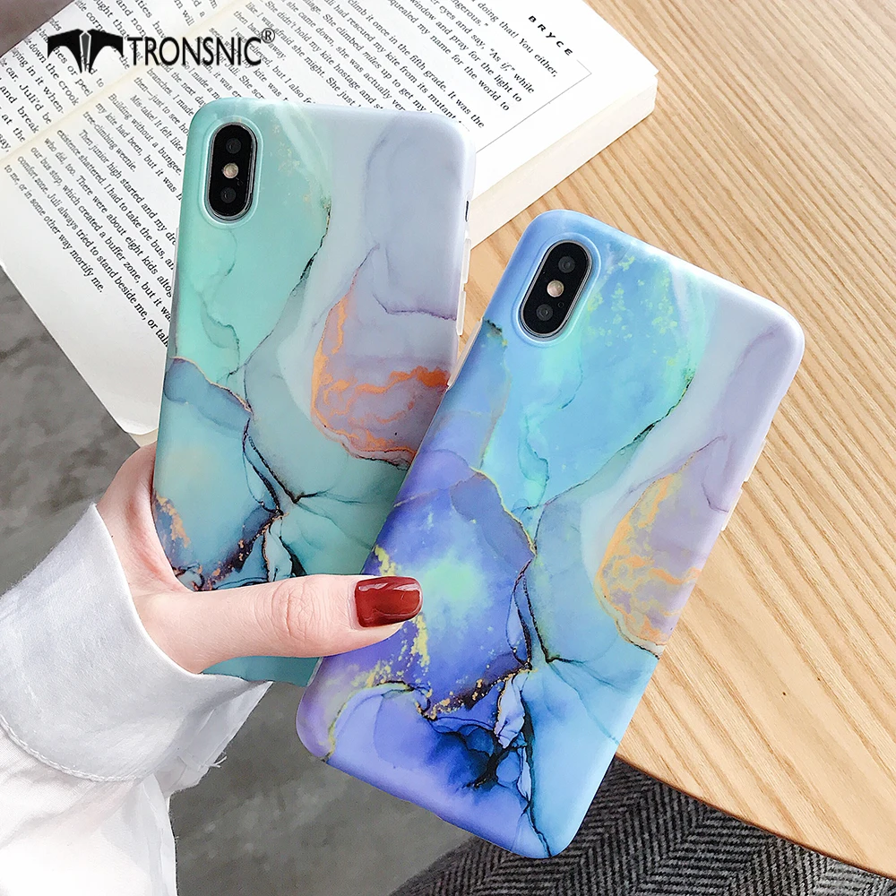 Чехол TRONSNIC для телефона с мрамором iPhone X XS MAX XR гранитный синий матовый мягкий