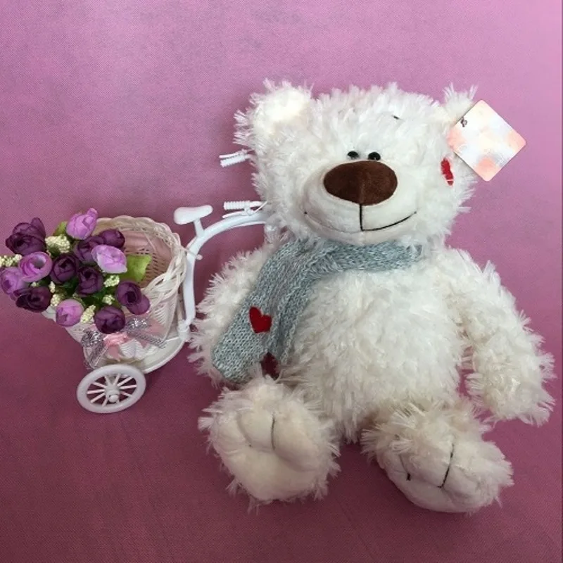 

2018 New Hot Red Love Heart Scarf The USA RUSS Teddy BEAR Plush Toy Cute Length 38cm Children Birtheday Festival Gifts 1PCS/LOT