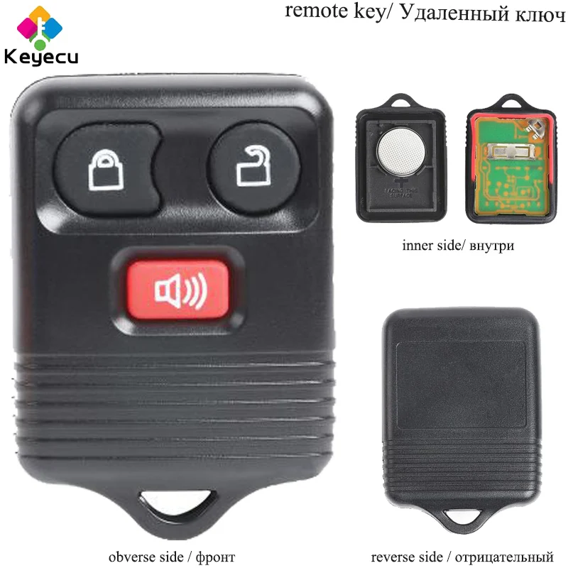 KEYECU Pair Keyless Remote Key - 3 Btns &amp 315MHz/ 433MHz Adjustable FOB for Lincoln/ Mercury CWTWB1U212 CWTWB1U331 CWTWB1U345 |