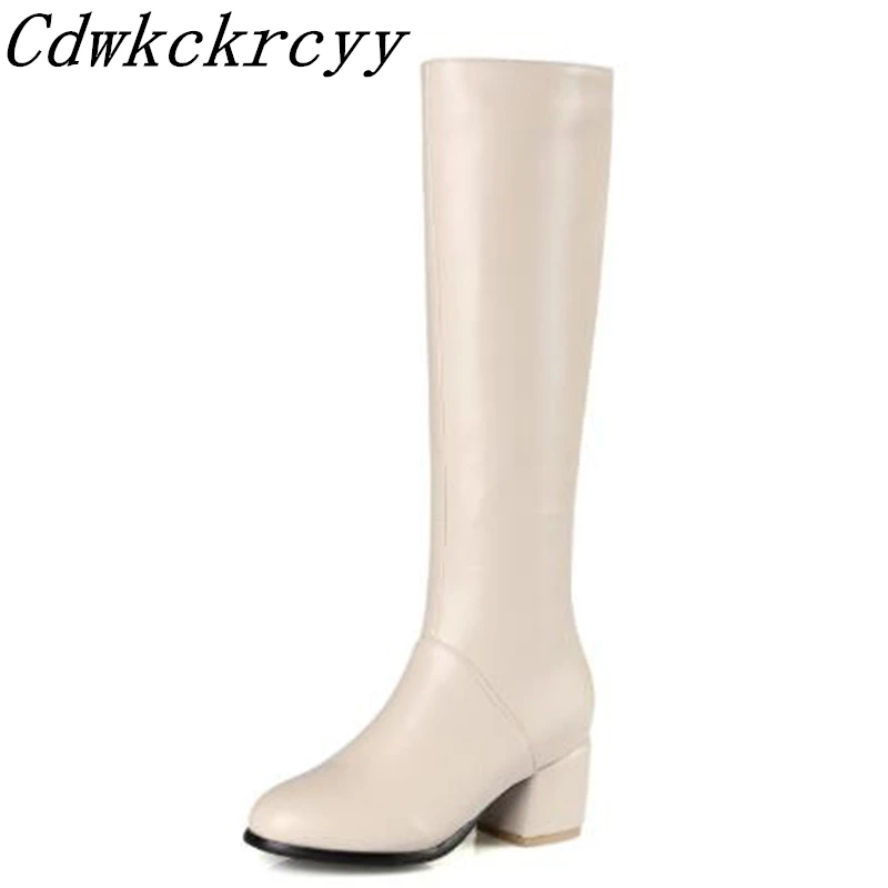 

Women Boots Autumn and winter New style High-heeled Boots Round head Non-slip Side zipper Keep warm Chivalry boots size 34-45