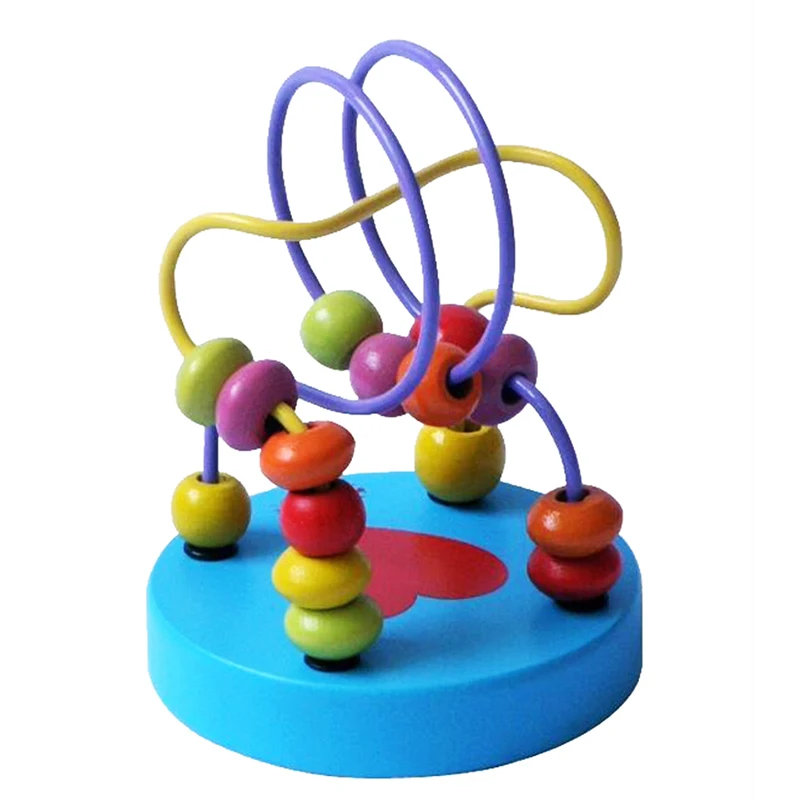 New Design Baby Colorful Wooden Mini Around Beads Wire Maze Math Toys Children Kids Toddler Educational Toy