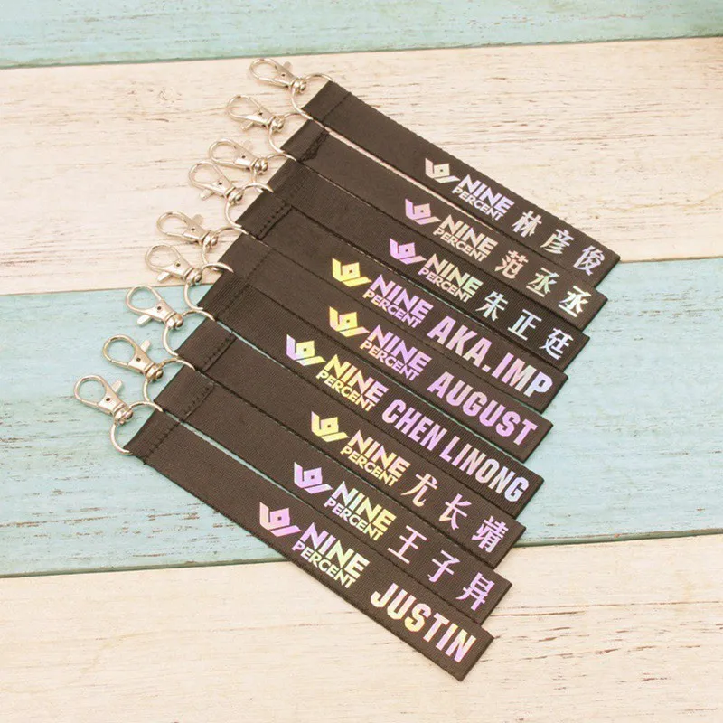 

Nine Percent Colorful Laser Name Keychain Mobile Phone Strap Lanyard Bag Pendant