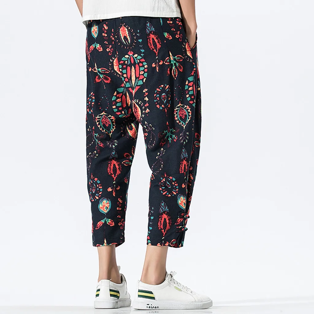Для мужчин пот Штаны Camo Joggers Для мужчин брюки сезон: весна–лето черный цветочный принт бегун трек Штаны мужские тренировочные брюки#11