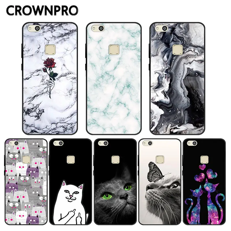 

CROWNPRO Huawei P10 Lite Case Bumper Black Huawei P10Lite Phone Cover Silicone TPU Huawei P10 Lite Soft Back Case Cat P 10 Lite