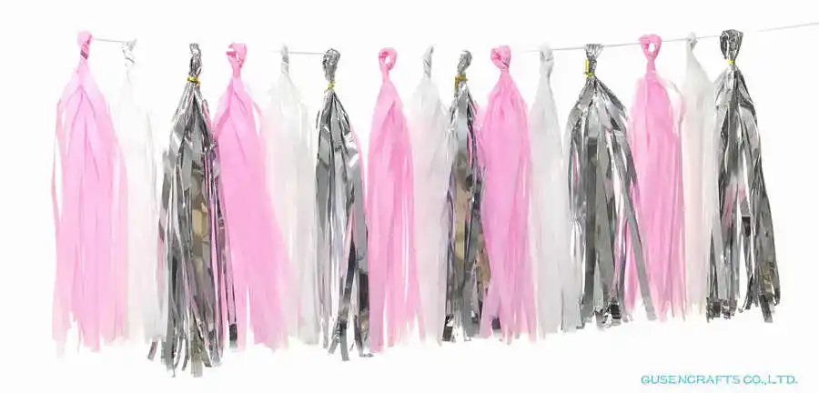 Светло-розовый и белый обручальное кольцо из розового золота декоративная ткань Ленточки бумажная Свадебная гирлянда для праздника воздушный шар для вечеринки на день рождения Подвесной Настенный декор - Цвет: MIX 33