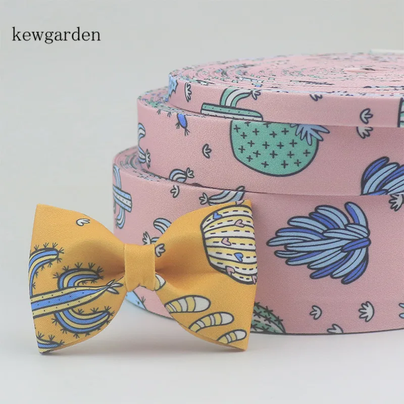 

Kewgarden Cactus Pattern Fabric Layering Cloth Ribbons 2" 50mm 1" 25mm 10mm DIY Bowknot Ribbon Handmade Tape Riband 6 Meters