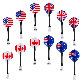 

12 Pcs/Set National Flag Flights Darts Family Game Magnetic Safe Dart Magnet Dartboard Supplies Bullseye Target Game Accessories