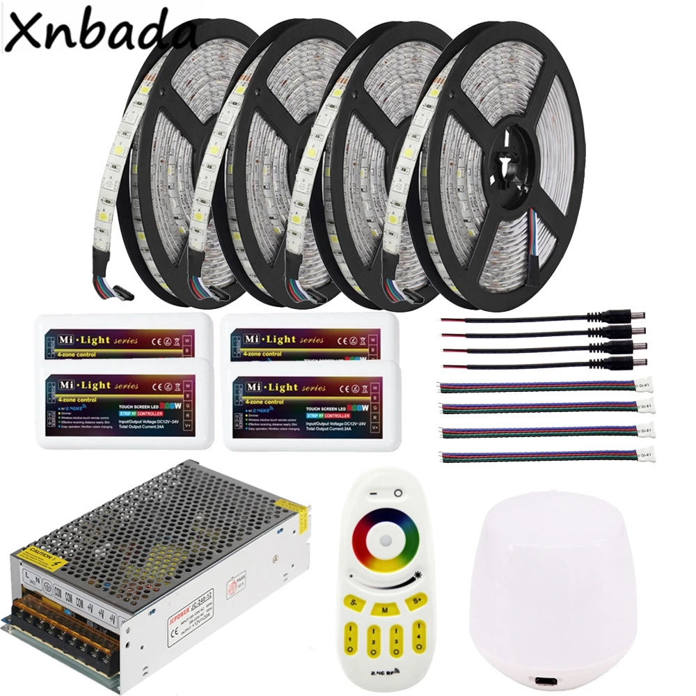 

5/10/15/20m 5050SMD RGBW Led Strip Light DC12V+Milight 2.4G Led Controller+WIFI Led Controller+Remote+Led Power Supply DC12V
