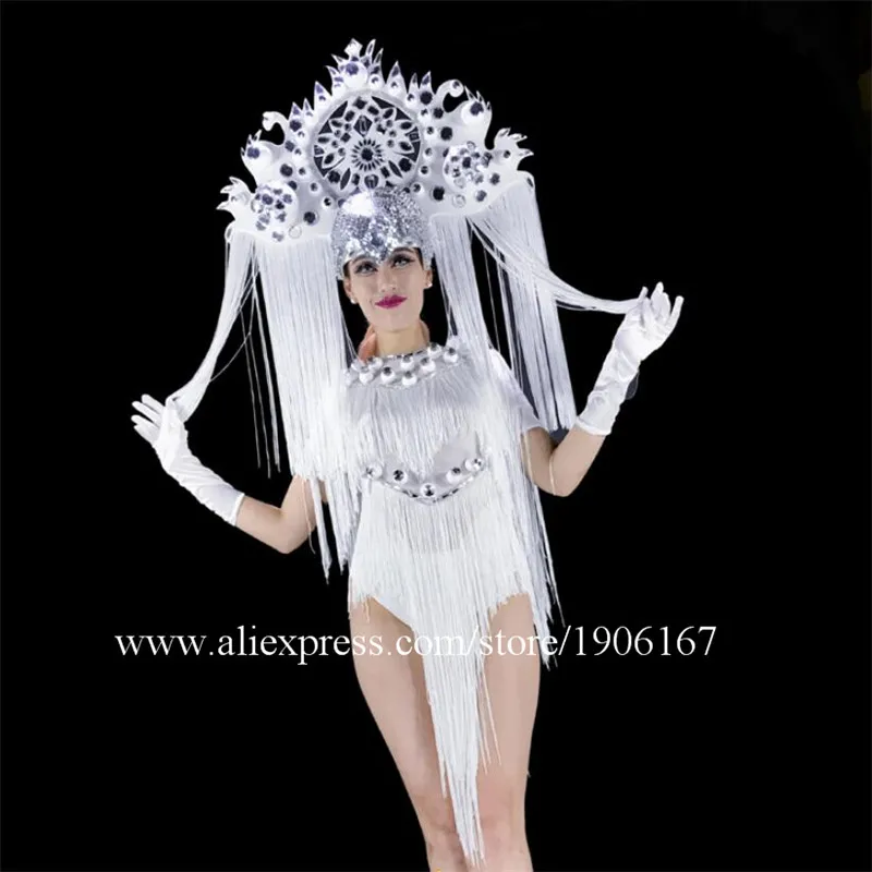 Nightclubs DS White Christmas Antlers Queen Costumes Christmas Party Costumes0