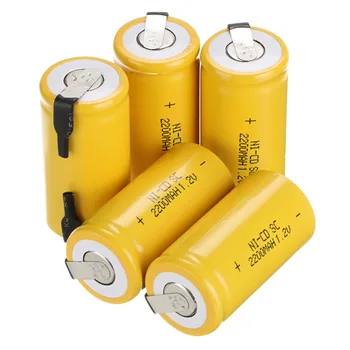 

5pcs Sub C SC Battery Ni Cd 1.2V 2200mAh Ni-Cd Rechargeable Battery Yellow