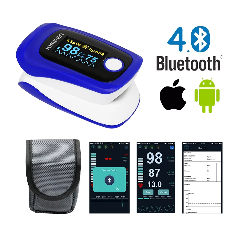 Pulsioximetro Oximetro Finger Pulse Oximeter De Pulso De Dedo SpO2 Saturation Meter connect IOS Android Phone APP by Bluetooth (2)