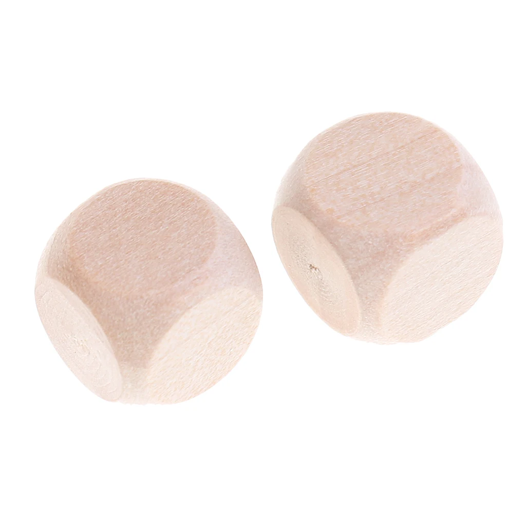 Perfeclan 100pcs/Pack DIY Wooden Blank 6-Sided Dices DIY for DND MTG RPG Board Card Games Props D6 Rounded Corner Dice Set