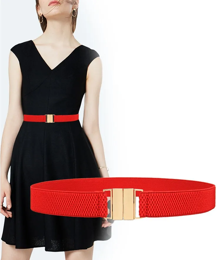 Women Fashion Waist Belt Narrow Stretch Dress Belt Thin Buckle Waistband U HK