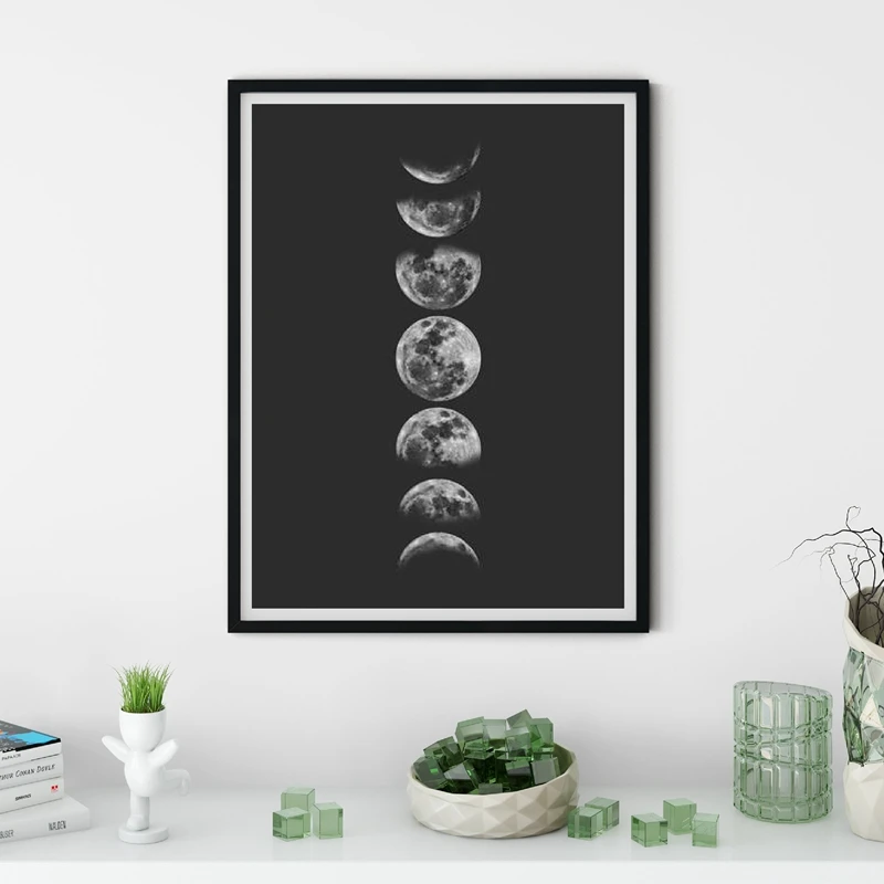 Moon Phases Wall Art Print Living Room Decor