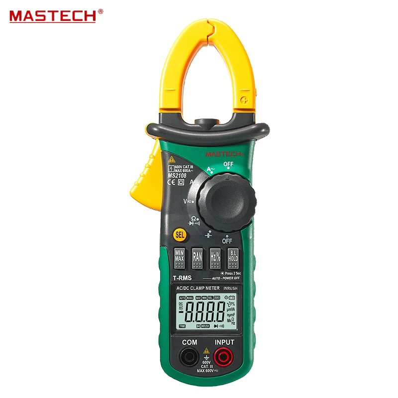 

MASTECH MS2108 6600 Counts True RMS AC DC Digital Clamp Meter Multimeter Capacitance Frequency Inrush Current Tester