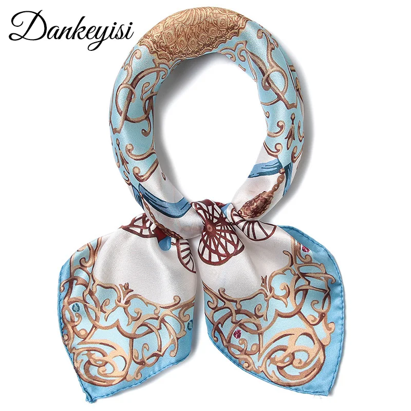 

DANKEYISI Pure Silk Scarf Small Square Scarf Women Neck Hotel Waiter Flight Attendants Business Imitate Bandana Silk Bag Scarves