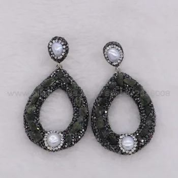 

Wholesale 4 Pairs Hollow drop dangle earrings Black earrings pave Rhinestone&pearls stone earrings Gift for girls 2192