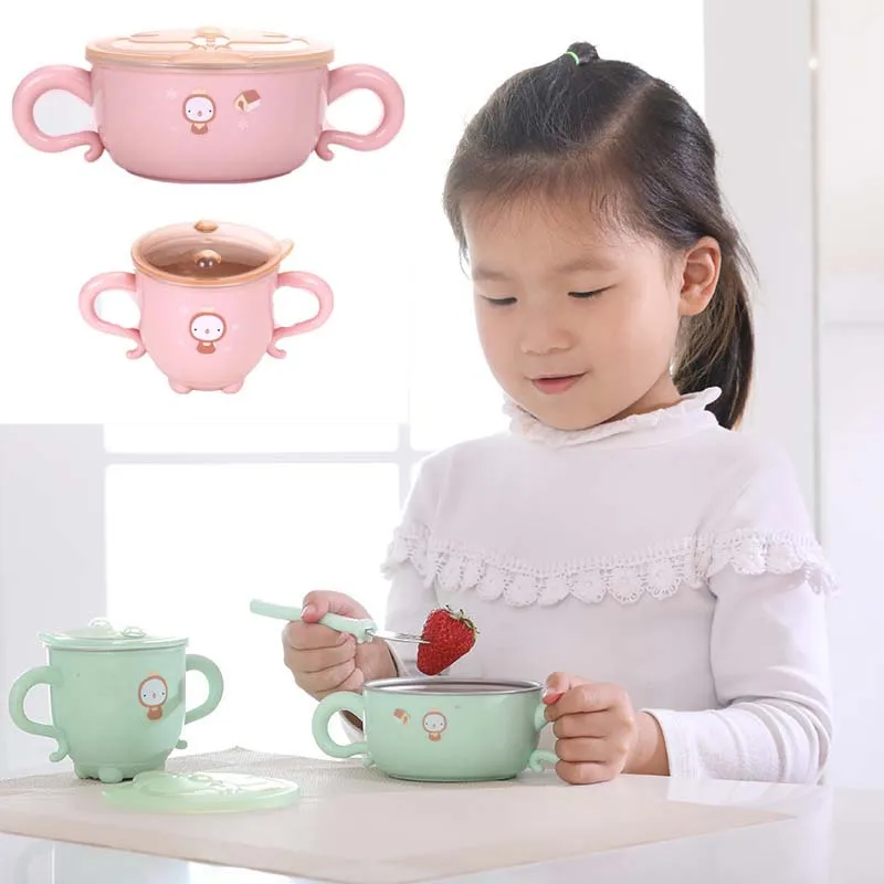 Baby Cups 304 Stainless Steel Cartoon Bowl Cup Set Baby Drinkware with