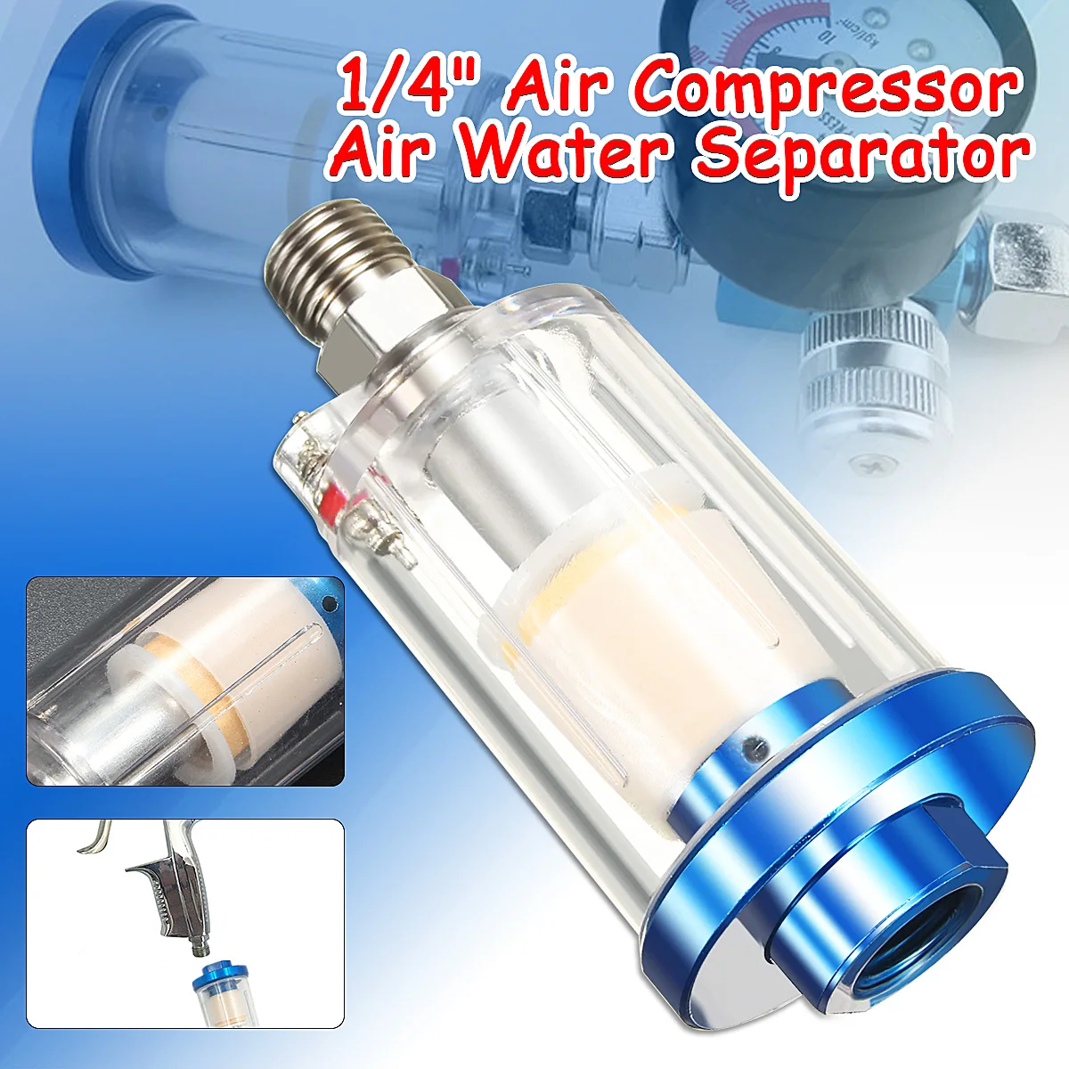 

Inline Oil Water Air Separator Filter Seperator Trap 1/4" Compressor Spray Tools New Arrival
