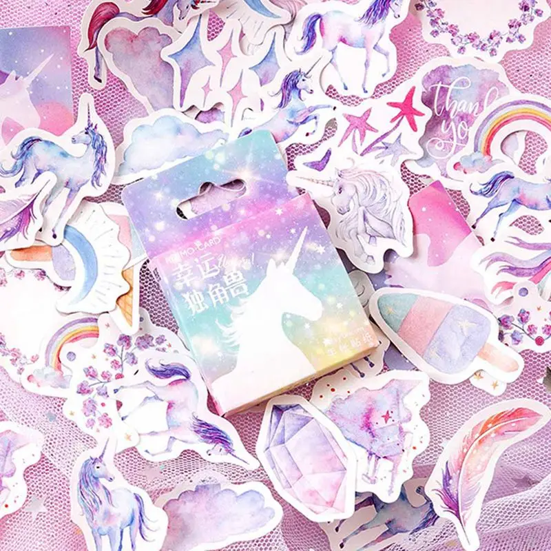 

46Pcs/Set Colorful Cute Unicorn Stickers For Laptop Car Styling Phone Luggage Bike Motorcycle Mixed Cartoon Waterproof Sticker