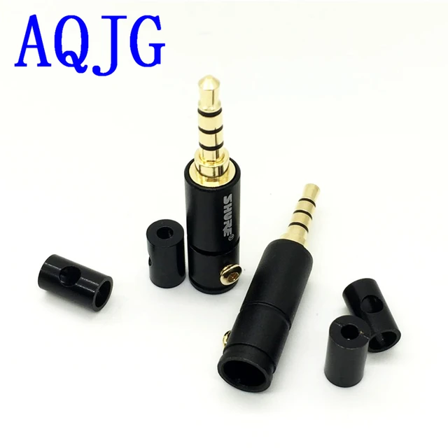 50pcs Jack 3.5 4 poles 3.5mm Audio Gold-Plated headphone plug 3.5 RCA Connectors plug jack Stereo connector for Shure AQJG