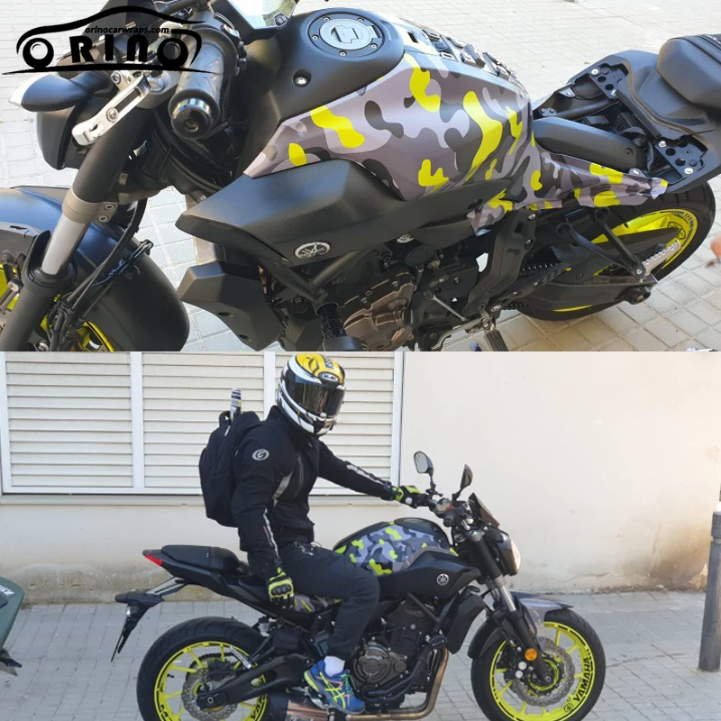 50cmx300cm Yellow Black Camouflage Car Wrap Film With Air Bubble