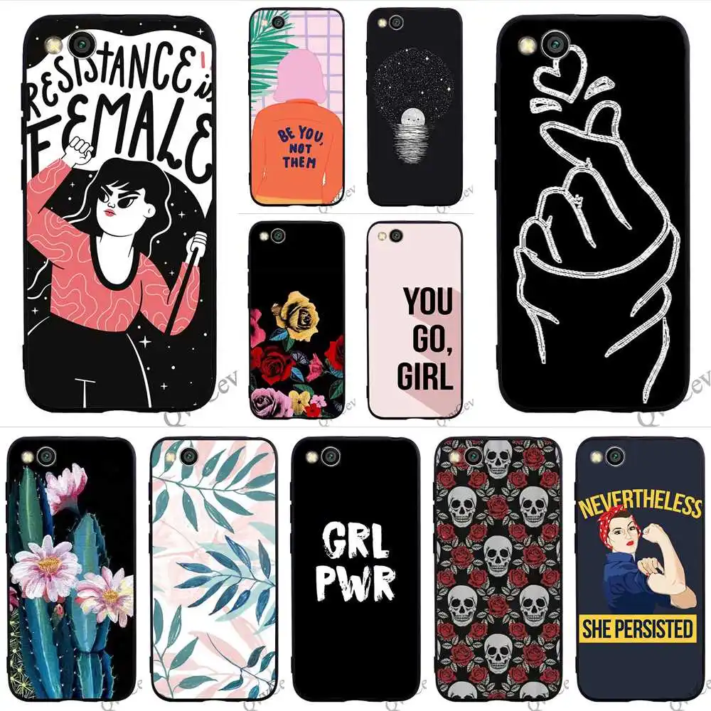 

Slim Feminist Girl Phone Cover for Xiaomi Mi 6 Case A1 A2 Lite 8 F1 TPU Cases Back