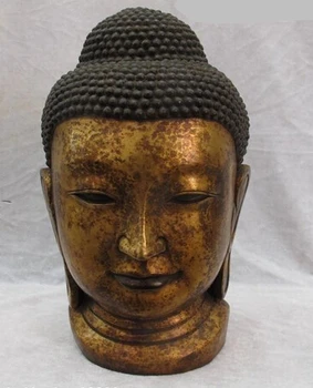 

bi001800 11"Tibet Buddhism Temple Classic Bronze Copper Rulai Sakyamuni Head Statue