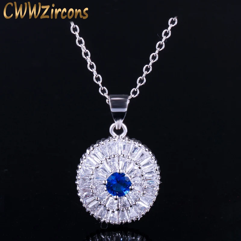 CWWZircons элегантный дизайн серебряный цвет Топ кубический цирконий Синий Камень