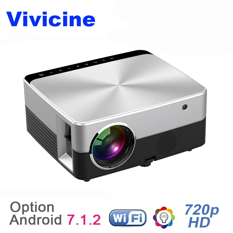 

Vivicine High Quality Home HD Projector, Android 7.1.2 Optional HDMI USB VGA PC WIFI Multimedia Video Game Proyectors Beamer