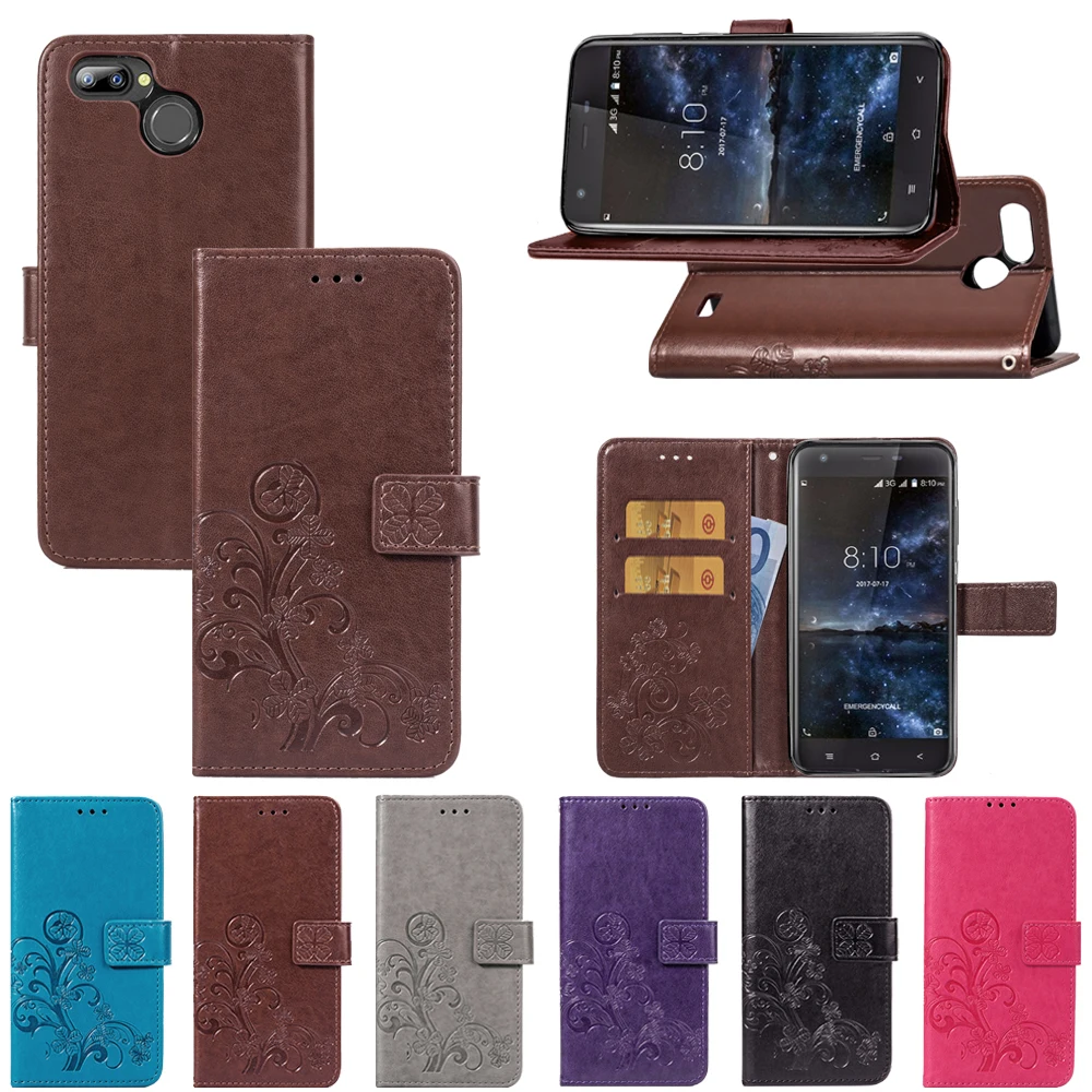 

Blackview A7 Pro Case Lucky Four Leaf Clover Desgin PU Leather Wallet Flip Cover Stand Case for Blackview A7 Pro