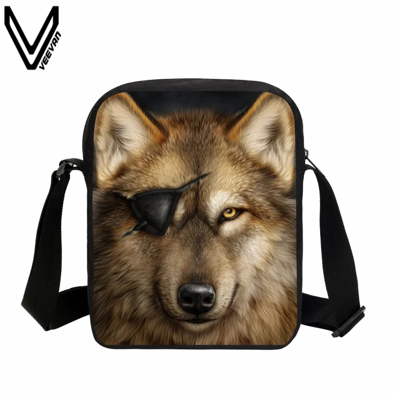 VEEVANV 3D Wolf Printing Messenger Bags Casual Moon Light Rose Pirate