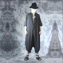 Весна и лето мужские свободные Молодежные комбинезоны тонкий ночной клуб прилив мужской парикмахер личность семь комбинезон певица комбинезоны