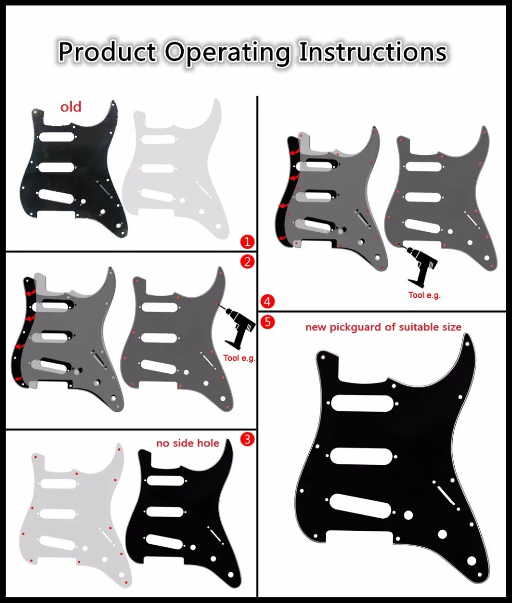 FLEOR 1 шт. без монтажного отверстия Strat Гитара накладка sss царапина пластина для гитары pick Guard гитарные части на заказ 10 цветов на выбор