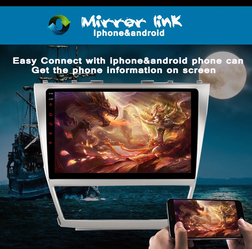 Cheap 1024*600 2 Din Octa Core 10.1" Android 9.0 Car DVD GPS Navigation For Toyota Camry 2007 2008 2009 2010 Head Unit Stereo radio 4