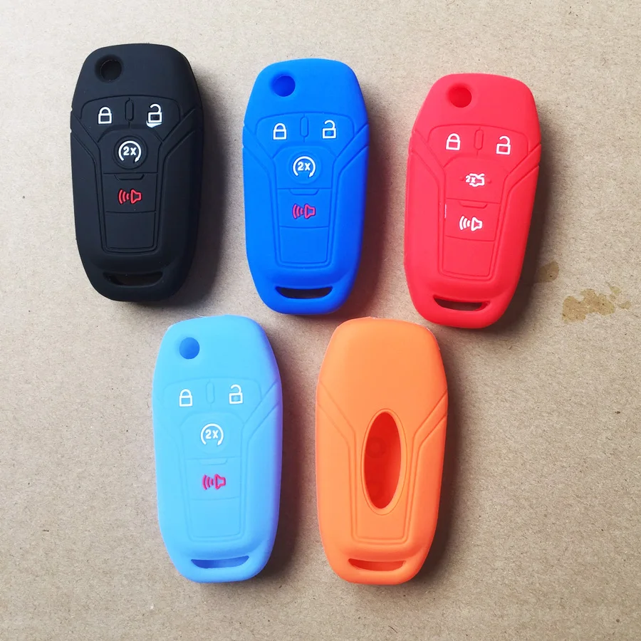 

5 color Car key accessories silicone case key cover For Ford Ka 2015 3+1 4 button flip key cover silicone protect