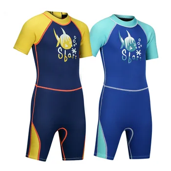 

New Children 2 MM Neoprene Kids Warm Bathing One Pieces Suit Half Sleeve Conjoined Diving Suit Surf Swimsuit combinaison