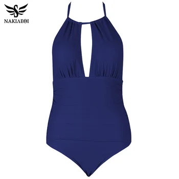 

NAKIAEOI 2019 Newest One Piece Swimsuits Women Swimwear Summer Sexy Cut Out Bathing Suit Swimsuits Bodysuit Beach Wear 15 Color