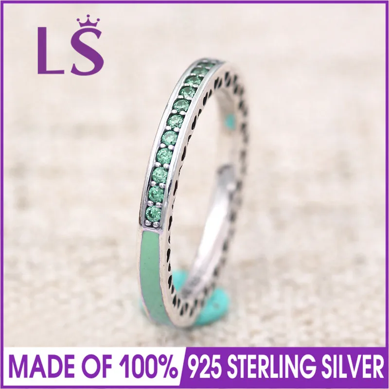 

Silver Radiant Hearts of P,Bright Mint Enamel & Royal Green Crystals Rings.DIY Making Accessories.Rings for Women. Pulseira.