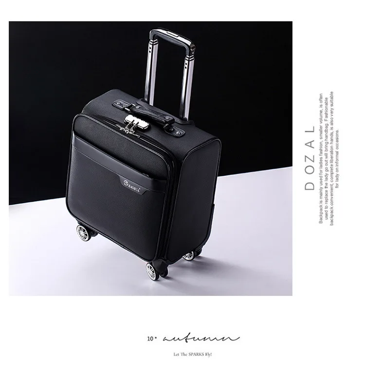 Unisex Business Travel Rolling Luggage Spinner Wheels 18 inch Suitcase Airplane Clothing Carry On Trolley Luggage (29)