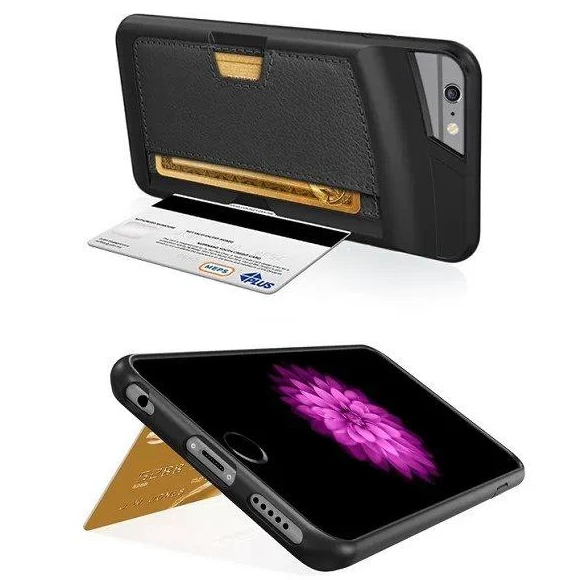  Luxury leather Back cover Case For Apple iPhone 6 6 Plus,2 size ,Card Pocket Slot Holder Wallet Cover Shell Phone Bag 