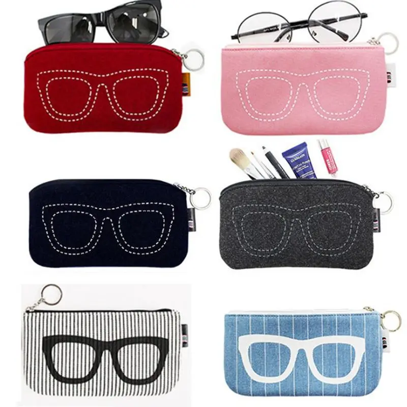 Wool Felt Cloth Eyeglass Case Women Sunglasses Boxes Multiple Uses