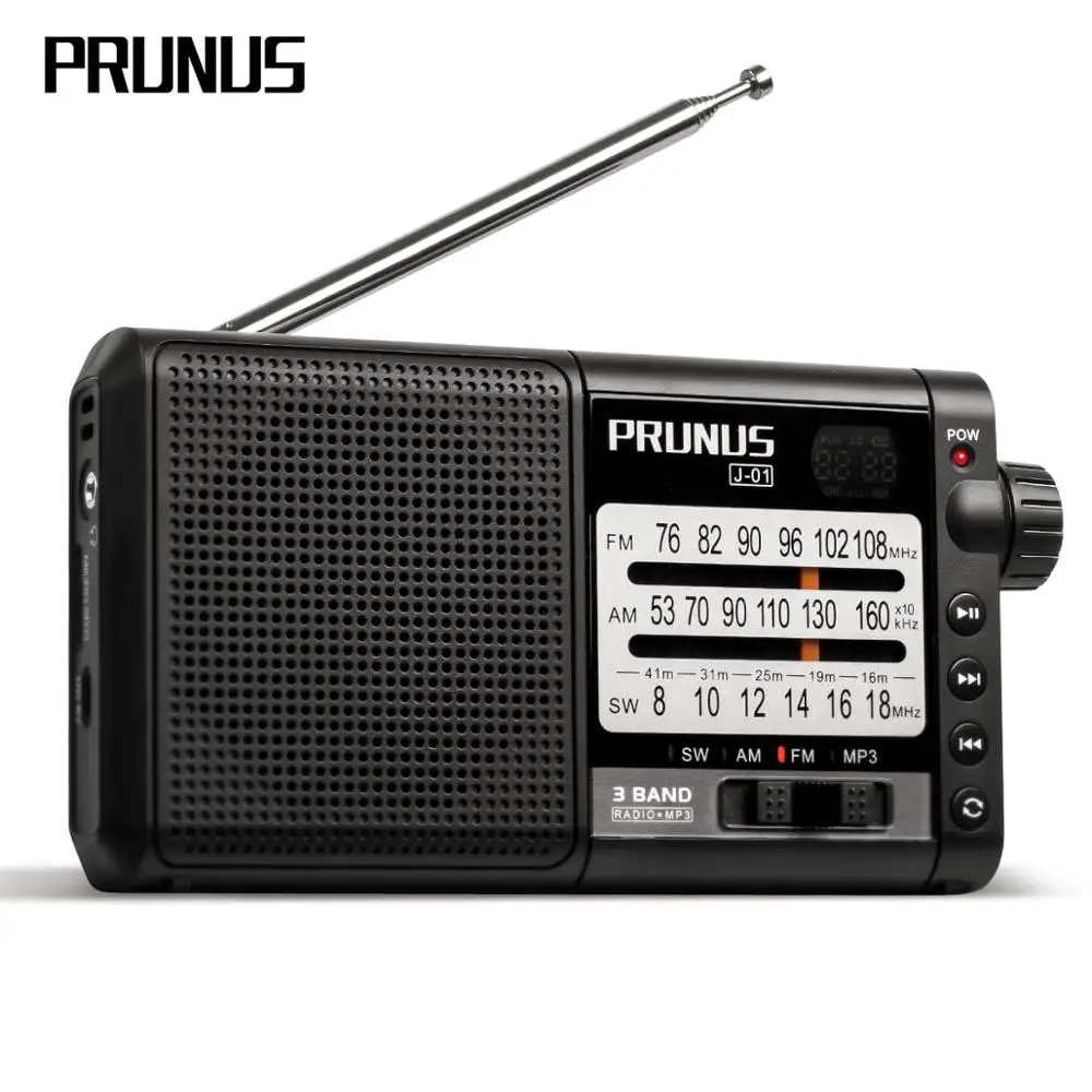 PRUNUS портативный Радиоприемник AM FM/SW Ретро коротковолновое радио AUX/TF карта MP3 Воспроизведение перезаряжаемое радио с DSP 2200mAh батареей