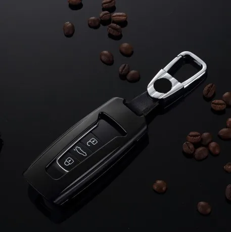 Автомобильный брелок из алюминиевого сплава чехол держатель чехол для Volkswagen Touareg Fob кошелек для смарт-ключа сумка кошелек автомобиль-Стайлинг - Название цвета: black