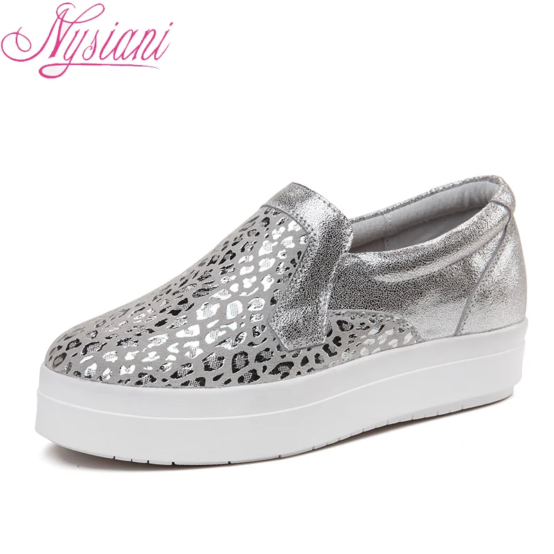 

Round Toe Flat Platform Women Loafers Shoes Brand Designer Hidden Heels Slip-on Split Leather Fashion Casual Shoes Women Nysiani