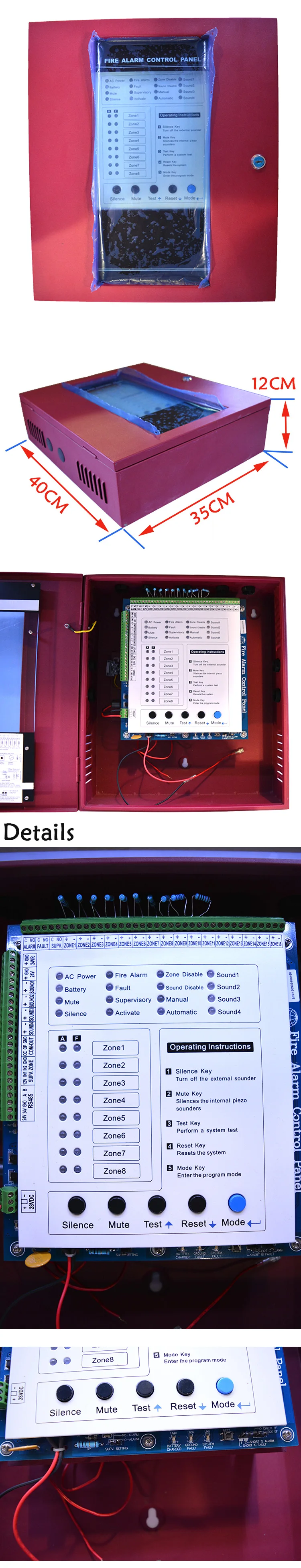 Пожарная панель управления 8 проводных зон устройство поддержка системы сигнализации дыма датчик выхлопных газов Сигнализация открытой